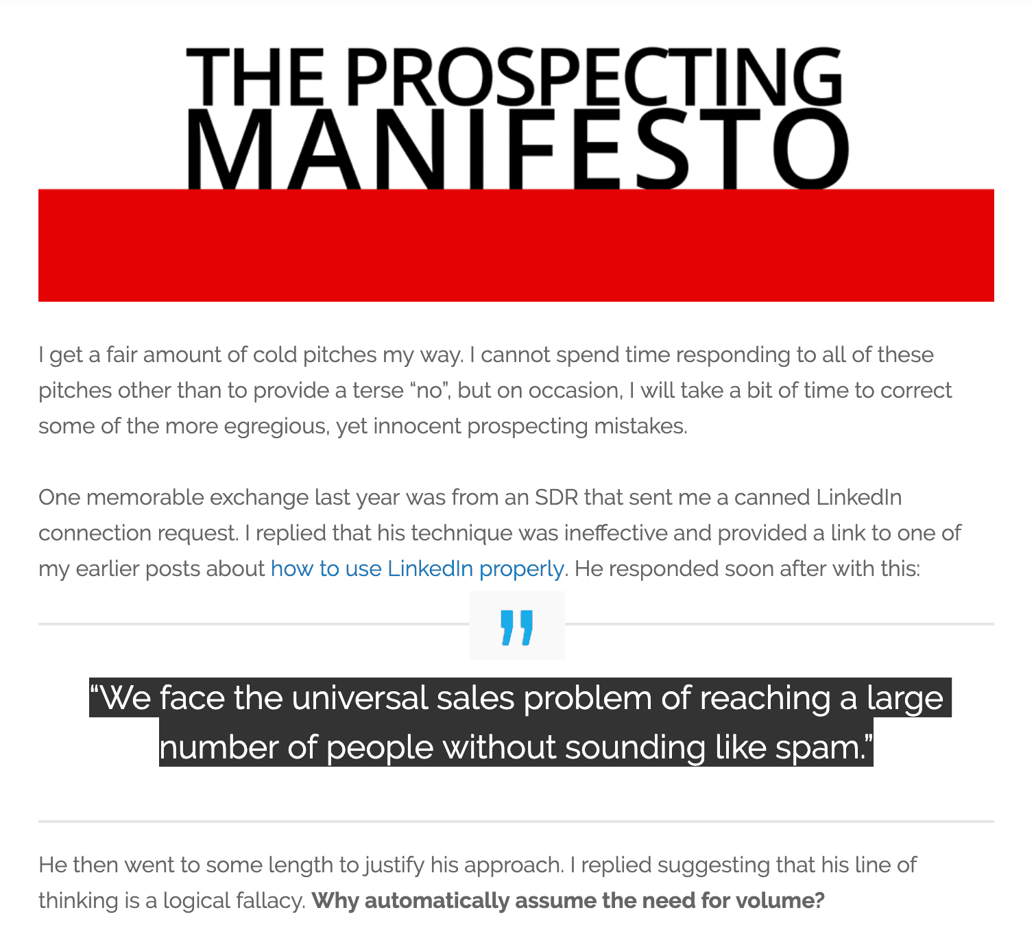 Enterprise Sales Prospecting Manifesto Mark Birch