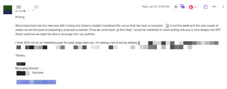Early Stage VC Email